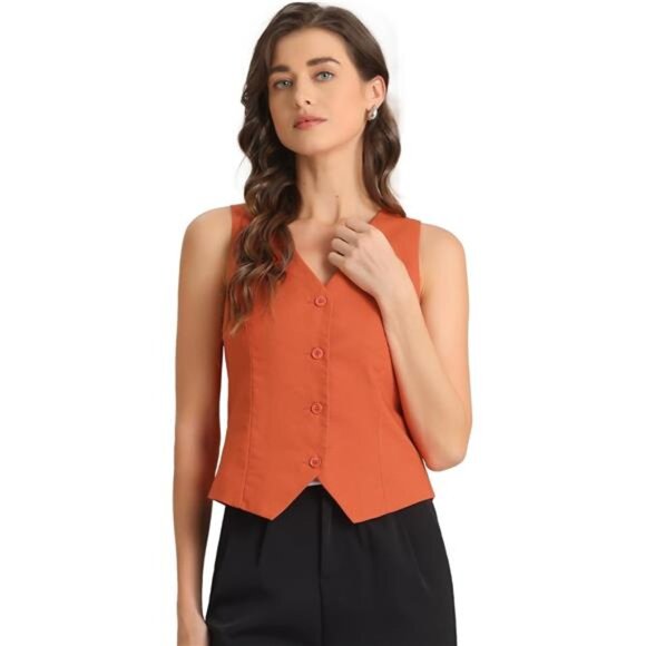 Vest Waistcoat for Women Orange - Picture 1 of 5
